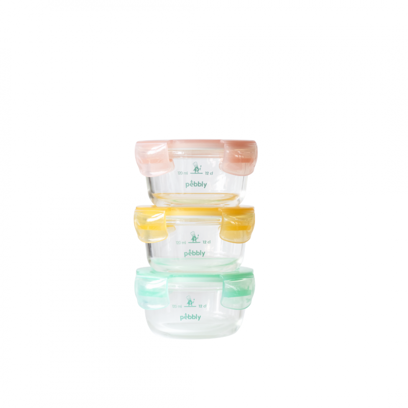 Set of 3 Glass Baby Food Jars