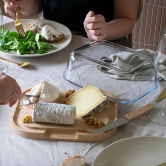 Boîte à Fromage en Verre et Bambou