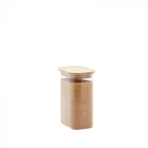 Rectangular Glass and Bamboo Storage Canister