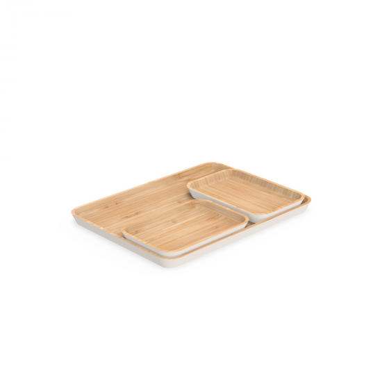 Bamboo tray with cream bevelled edges