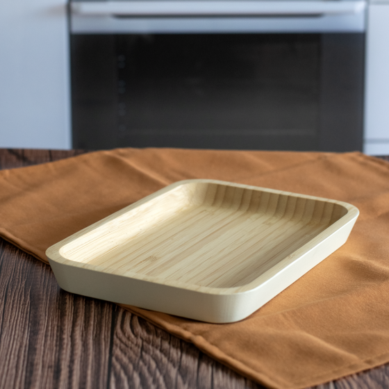 Bamboo tray with cream bevelled edges