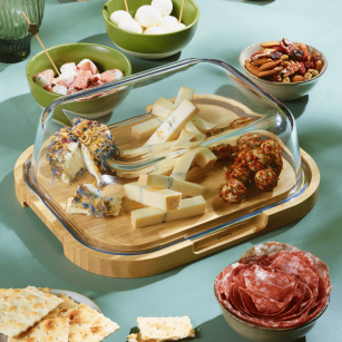 Glass and Bamboo Cheese Box