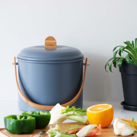 Seau à Compost d'intérieur en Acier avec Filtre Anti-Odeurs - 7 L