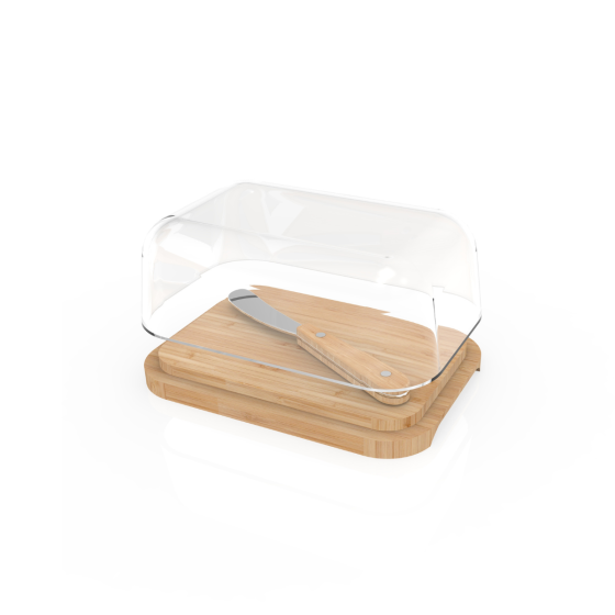 Glass Butter Dish with Knife