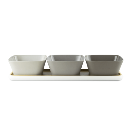 Aperitif-Set: 3 Schalen Und Tablett