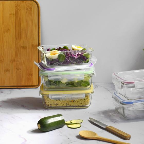 Batch Cooking Set - 5Er-Set Rechteckiger Vorratsbehälter Aus Glas