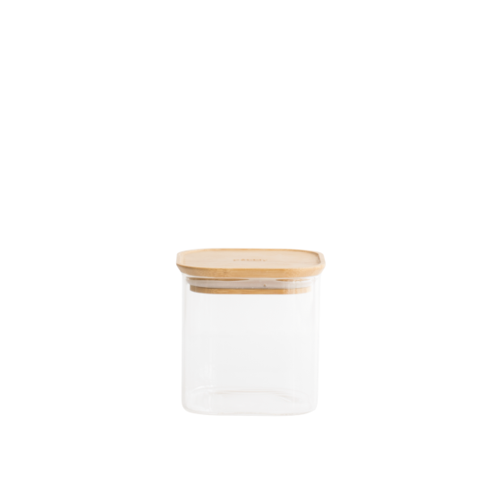 Square Glass and Bamboo Storage Canister