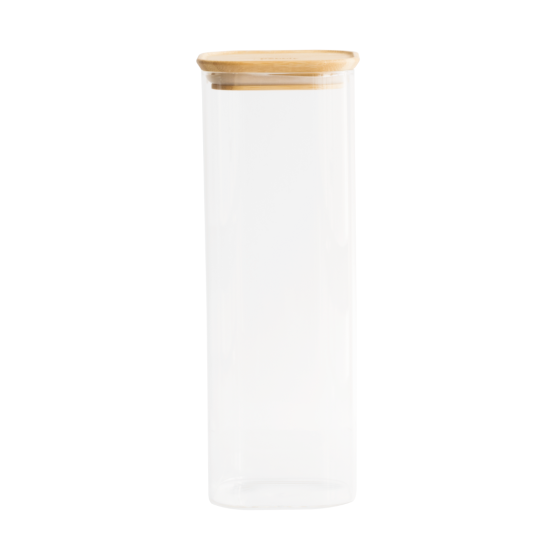 Square Glass and Bamboo Storage Canister