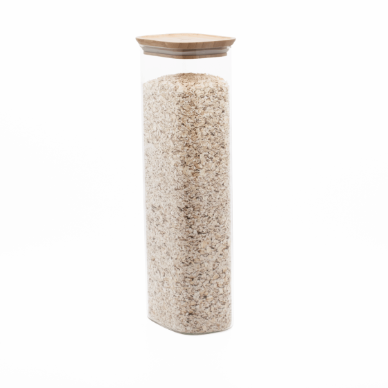 Rectangular Glass and Bamboo Storage Canister