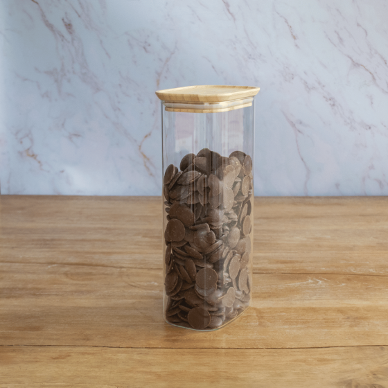 Rectangular Glass and Bamboo Storage Canister