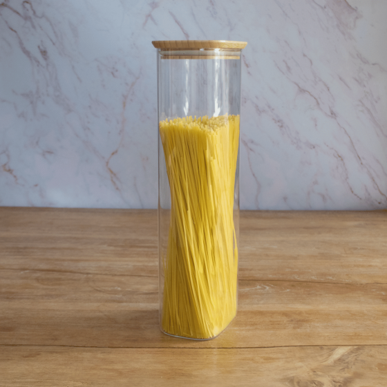 Rechteckiger Vorratsbehälter Aus Glas Mit Bambusdeckel
