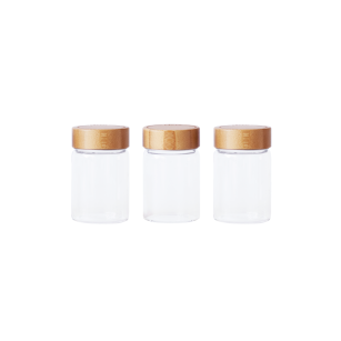 3Er-Set Runden Mini-Gläsern Aus Glas Und Bambus