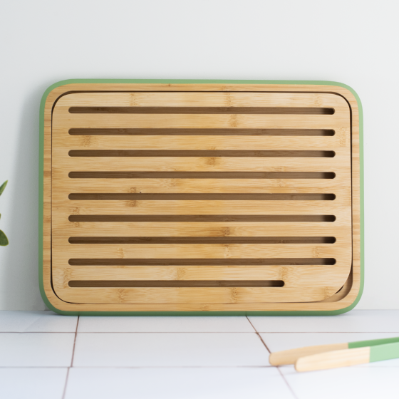 Bamboo Bread Board - Sage Green border