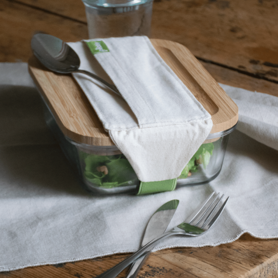 Set de 3 Couverts en Acier Inoxydable et sa Pochette en Coton Bio Set de 3 Couverts en Acier Inoxydable et sa Pochette en Coton Bio