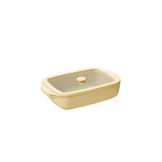 Rechteckige Glasbackform 0,8 L Mit Keramik-Effekt Und Glas- Und Silikondeckel – Creme
