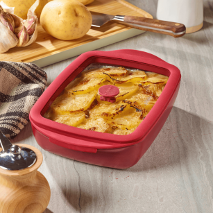 Plat à Four rectangulaire en Verre et son couvercle - 0,8 litres - 2 coloris