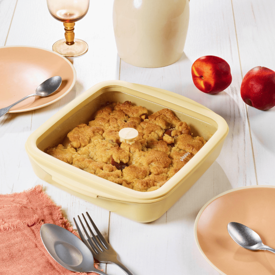 Plat à Four carré en Verre et son couvercle - 1,6 litres - 2 coloris