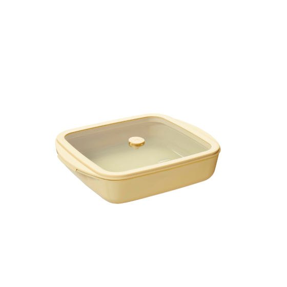 Plat à Four carré en Verre et son couvercle - 1,6 litres - 2 coloris