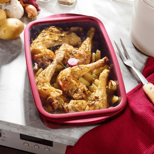 Plat à Four rectangulaire en Verre et son couvercle - 3,6 litres - 2 coloris