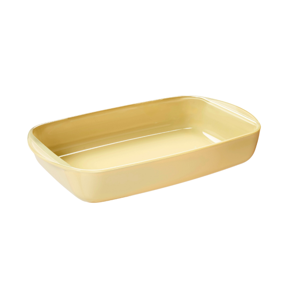 Rechteckige Glasbackform 3,6 L Mit Keramik-Effekt Und Glas- Und Silikondeckel – Creme