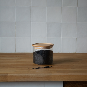 Square Glass and Bamboo Storage Canister