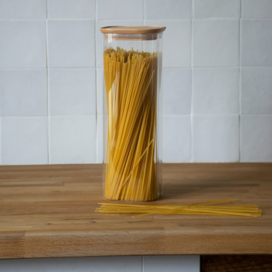 Square Glass and Bamboo Storage Canister