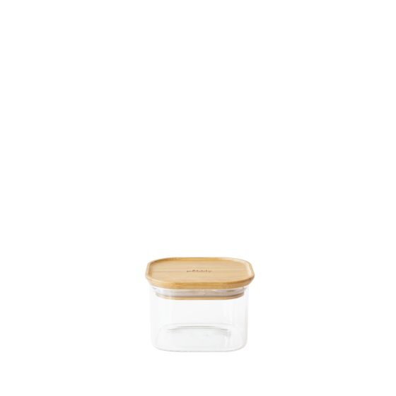 Square Glass and Bamboo Storage Canister