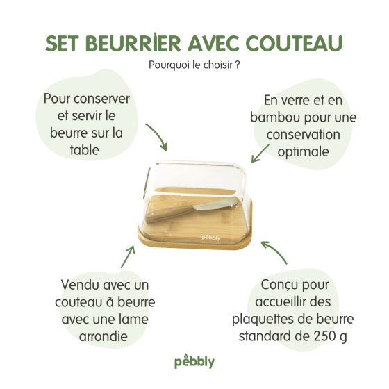 Beurrier en Verre avec son Couteau