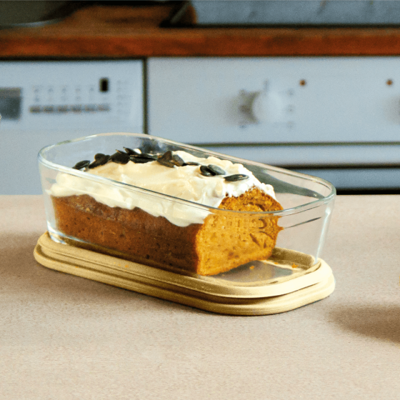Kuchenform aus Glas mit Glasdeckel