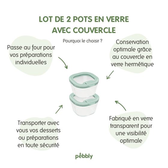 Set de 2 Pots en Verre avec Couvercle en Verre