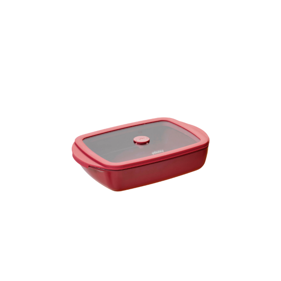 3 Glass Baking Dishes - Garnet Red
