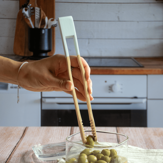 Bocal à Cornichons en verre de 900 ml & sa Pince en Bambou