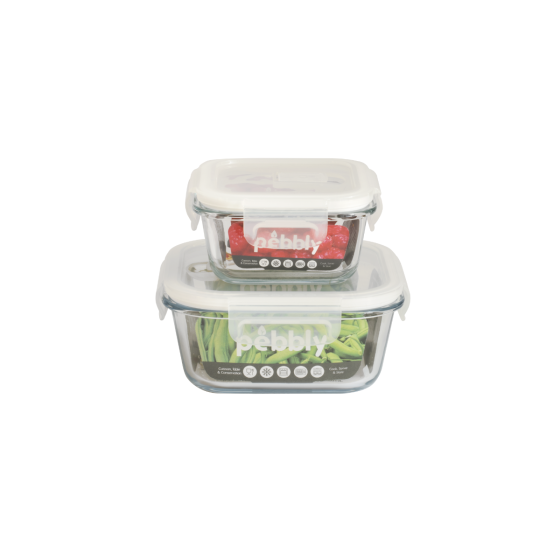 2 Boîtes en Verre Carrées (320 et 800 ml)