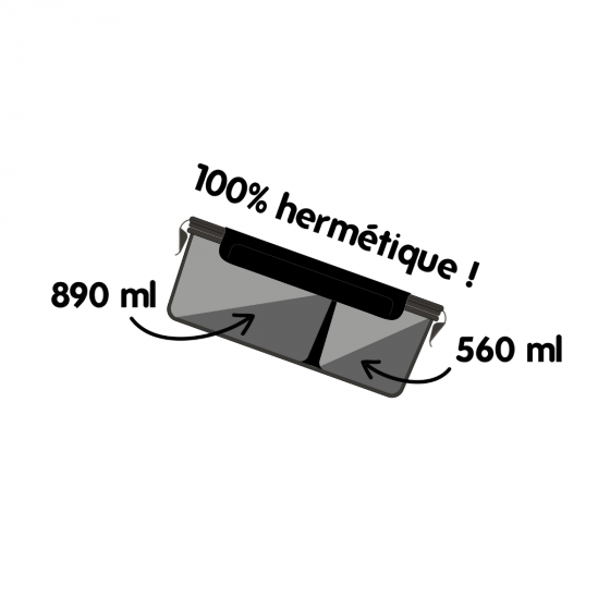 2 Boîtes en Verre Compartimentées (950 ml et 1.45 litres)