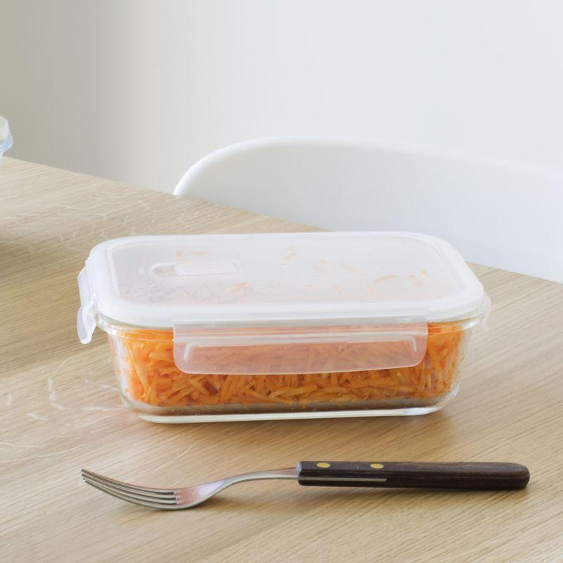 2 rechteckige Glasbehälter (1 und 1,2 Liter)