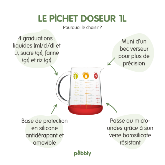 Pichet de 1 litres et sa Spatule en Silicone