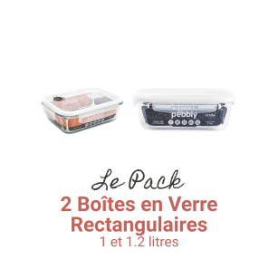 2 rectangular glass jars (1 and 1.2 litres)
