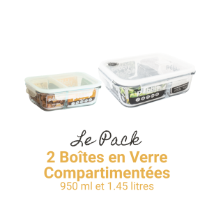 2 Boîtes en Verre Compartimentées (950 ml et 1.45 litres)
