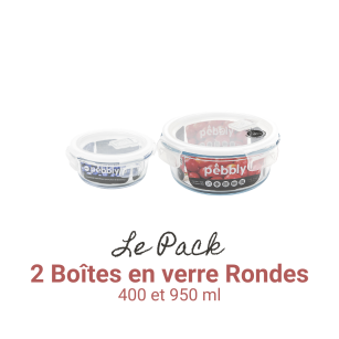 Pack of 2 round storage containers (400 ml and 950 ml)