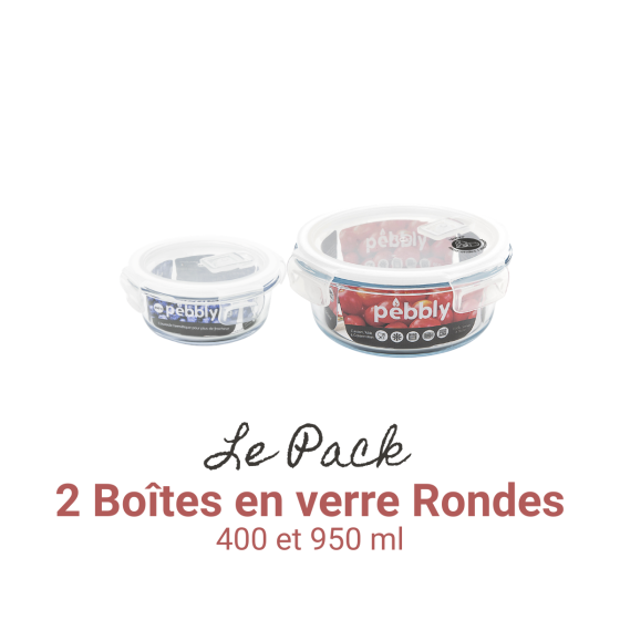 2 runde Glasbehälter (400 und 950 ml)