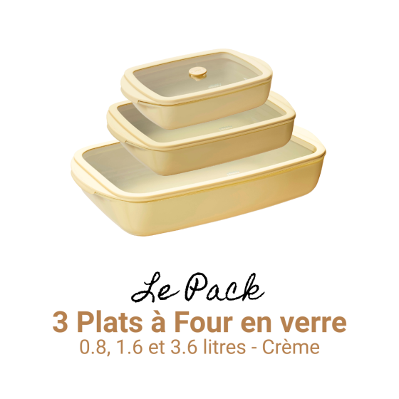 3 Glas-Auflaufformen – Creme