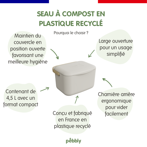 Rectangular Compost Bucket made of Recycled Plastic