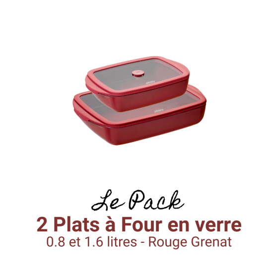 2 Glass Baking Dishes - Garnet Red