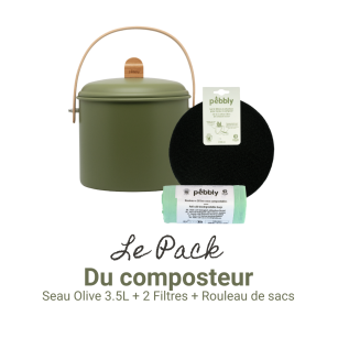 Kompostset: Eimer (3,5 l, Olive) + Filter + Biobeutel