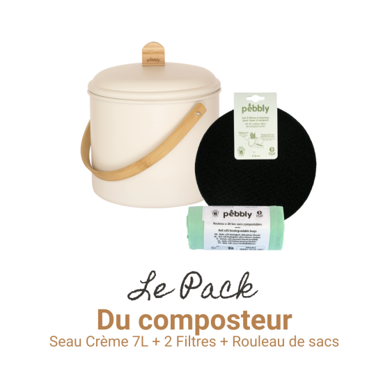 Coffret Compost : Seau (Crème 7L) + Filtres + Bio Sacs