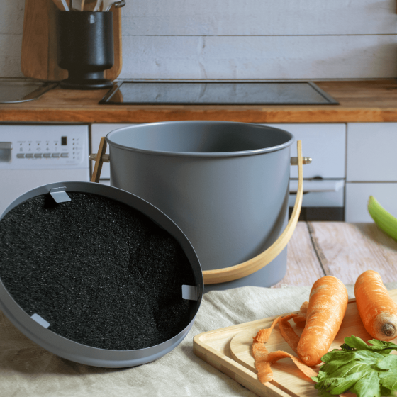 Kompostset: Eimer (7 l, Schiefer) + Filter + Biobeutel