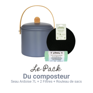 Kompostset: Eimer (7 l, Schiefer) + Filter + Biobeutel
